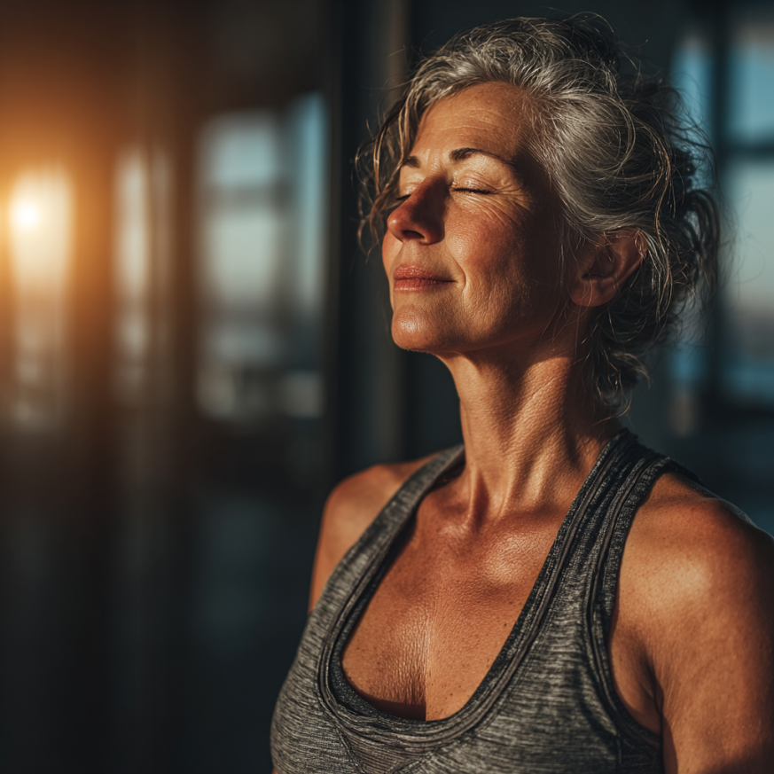 Tapasztalt jóga oktató idős tanítvánnyal